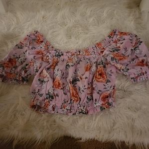 Pink crop floral top